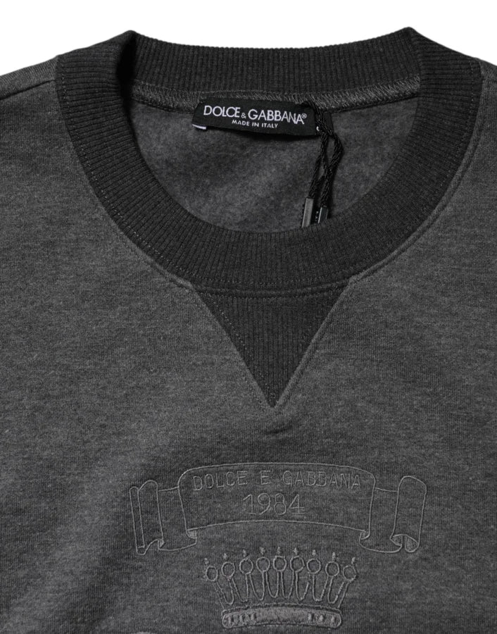 Dolce &amp; Gabbana Gray DG Logo Embroidered Pullover Sweater