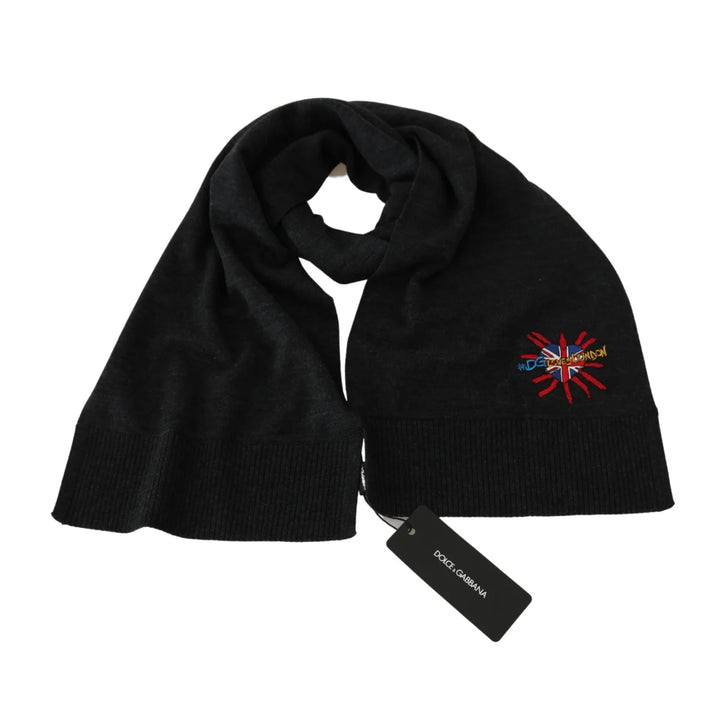 Dolce & Gabbana Gray #DGLovesLondon Wrap Shawl Wool Scarf