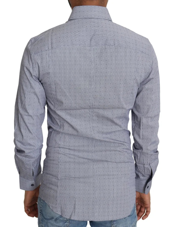 Dolce &amp; Gabbana Gray Dotted Semi Fitted Formal SICILIA Shirt