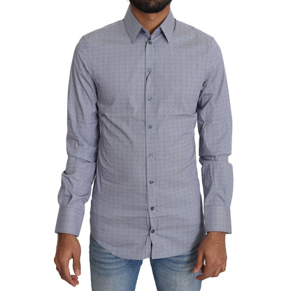 Dolce and Gabbana Gray Dotted Semi Fitted Sicilia Shirt &
