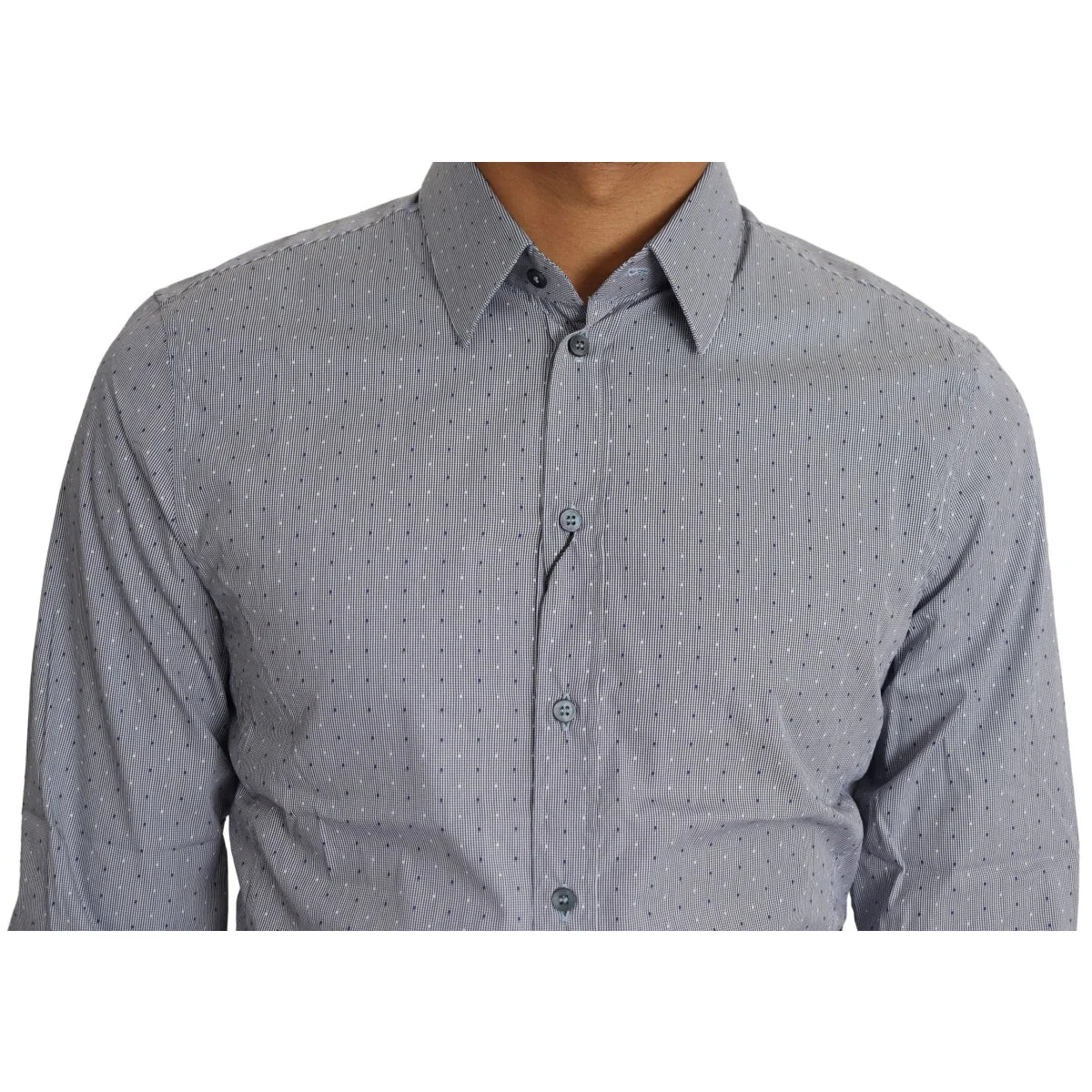 Dolce and Gabbana Gray Dotted Semi Fitted Sicilia Shirt &
