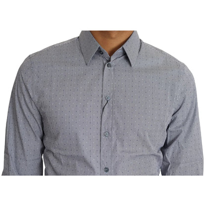 Dolce and Gabbana Gray Dotted Semi Fitted Sicilia Shirt &