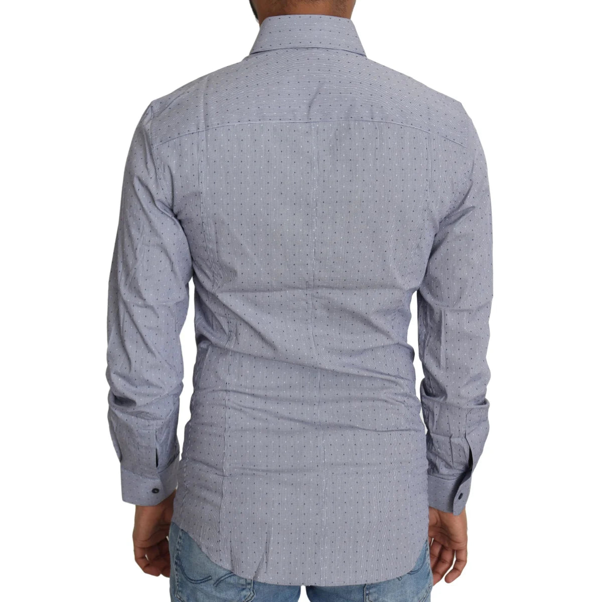 Dolce and Gabbana Gray Dotted Semi Fitted Sicilia Shirt &