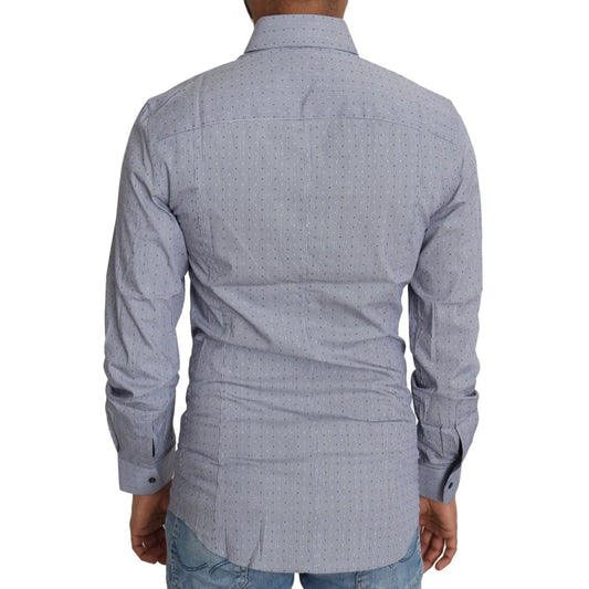 Dolce and Gabbana Gray Dotted Semi Fitted Sicilia Shirt &