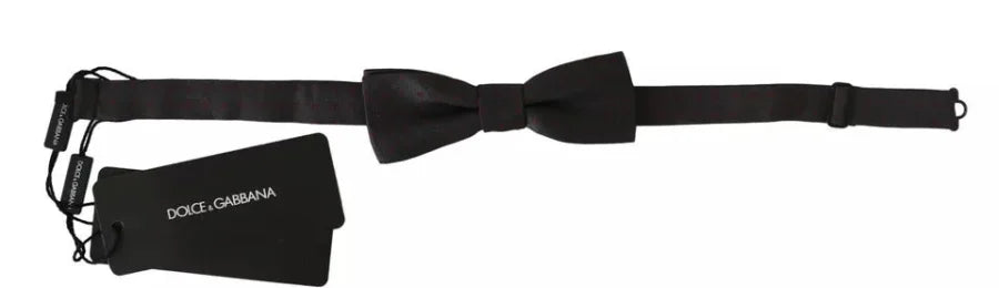 Dolce &amp; Gabbana Gray Dotted Silk Adjustable Neck Bow Tie
