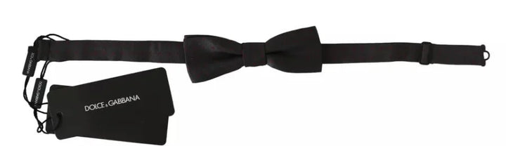 Dolce &amp; Gabbana Gray Dotted Silk Adjustable Neck Bow Tie