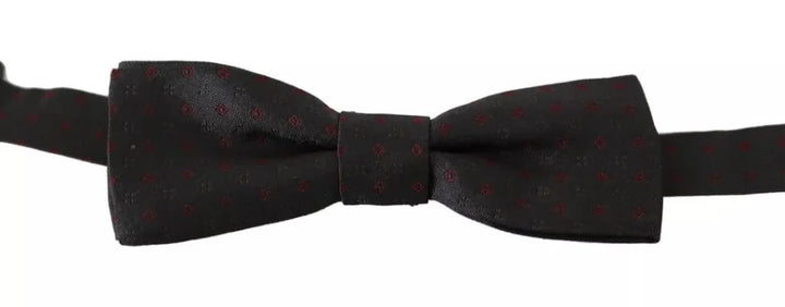 Dolce &amp; Gabbana Gray Dotted Silk Adjustable Neck Bow Tie