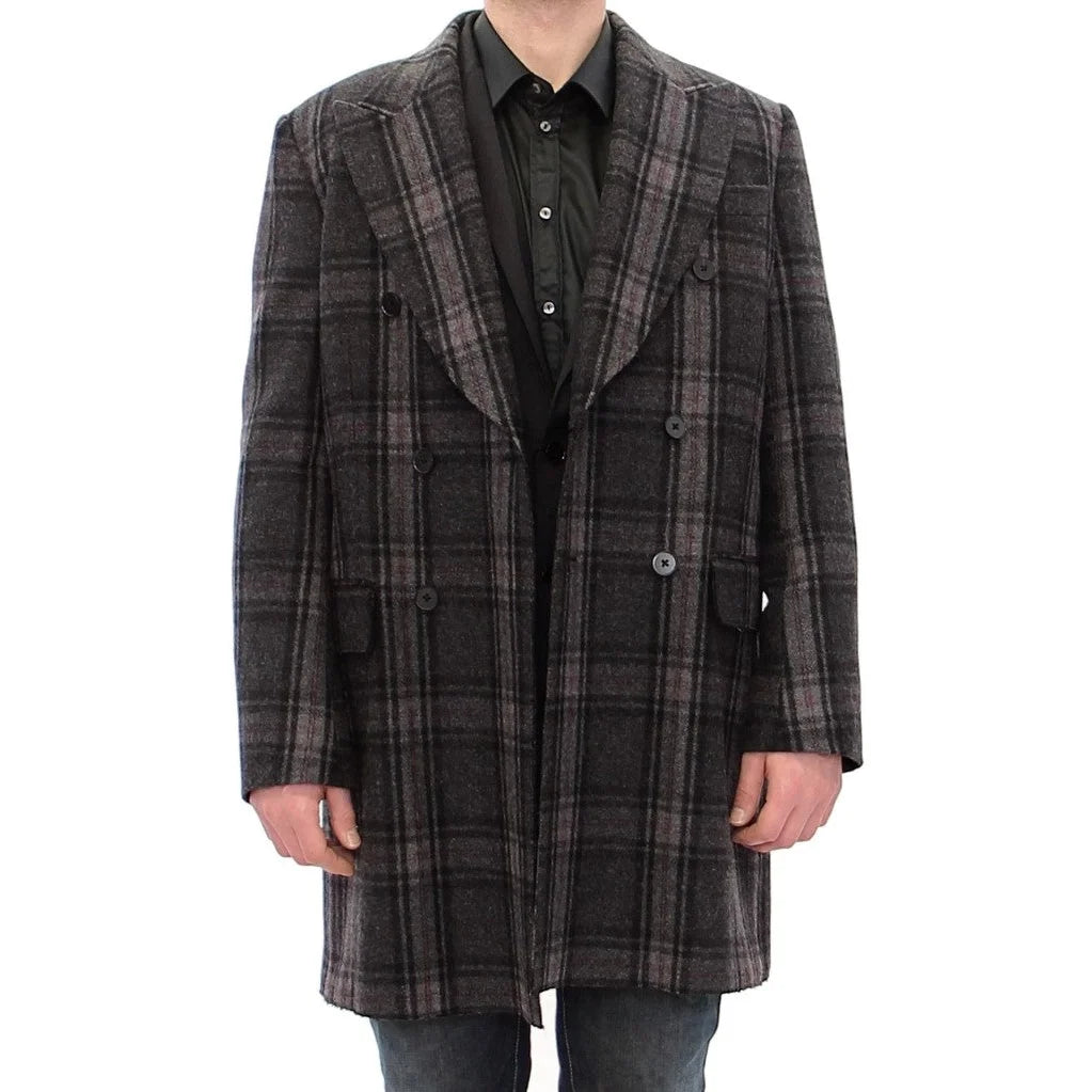 Dolce & Gabbana Gray Double Breasted Coat Jacket
