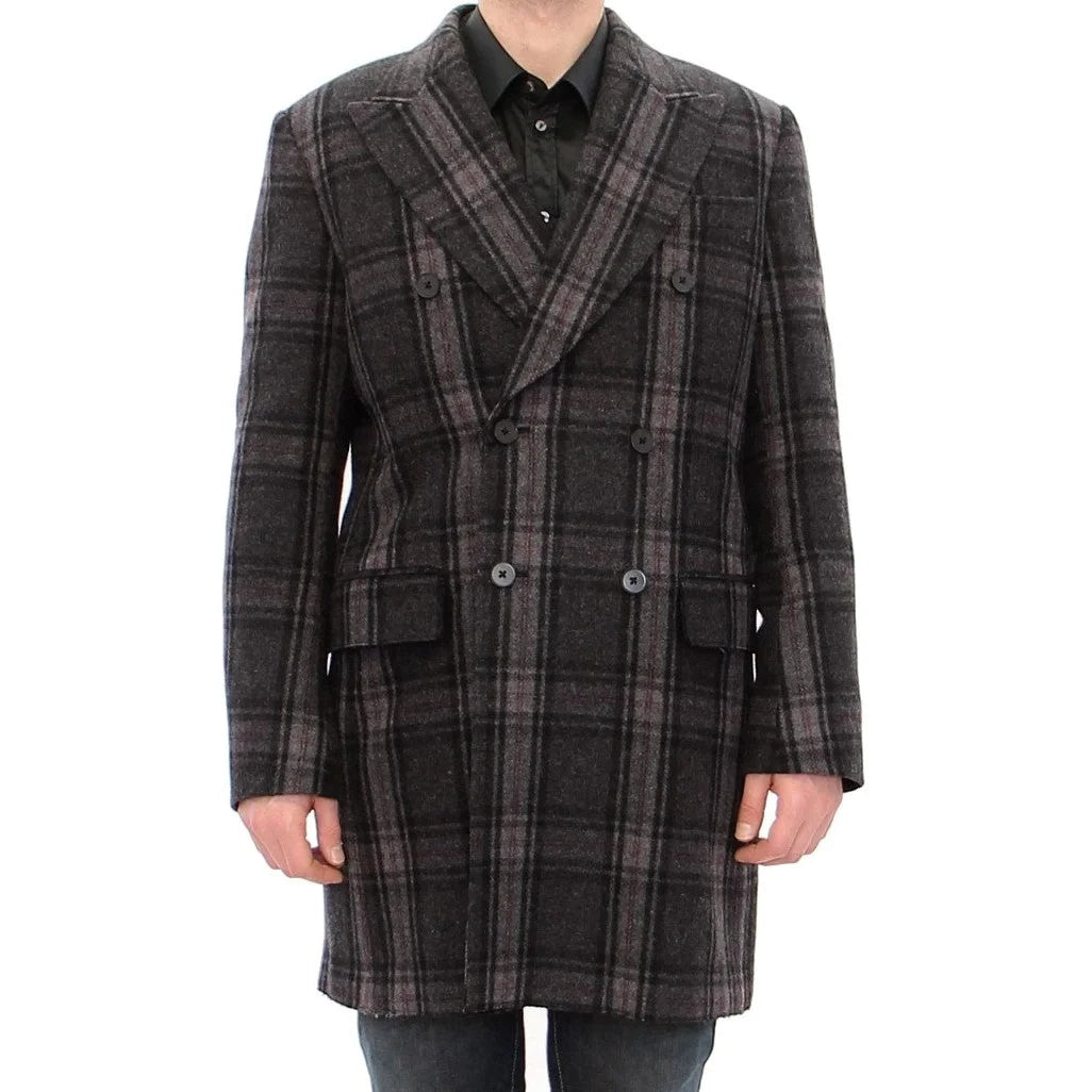 Dolce & Gabbana Gray Double Breasted Coat Jacket