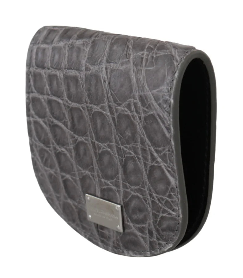 Dolce &amp; Gabbana Gray Exotic Skin Condom Case Holder Pocket Wallet