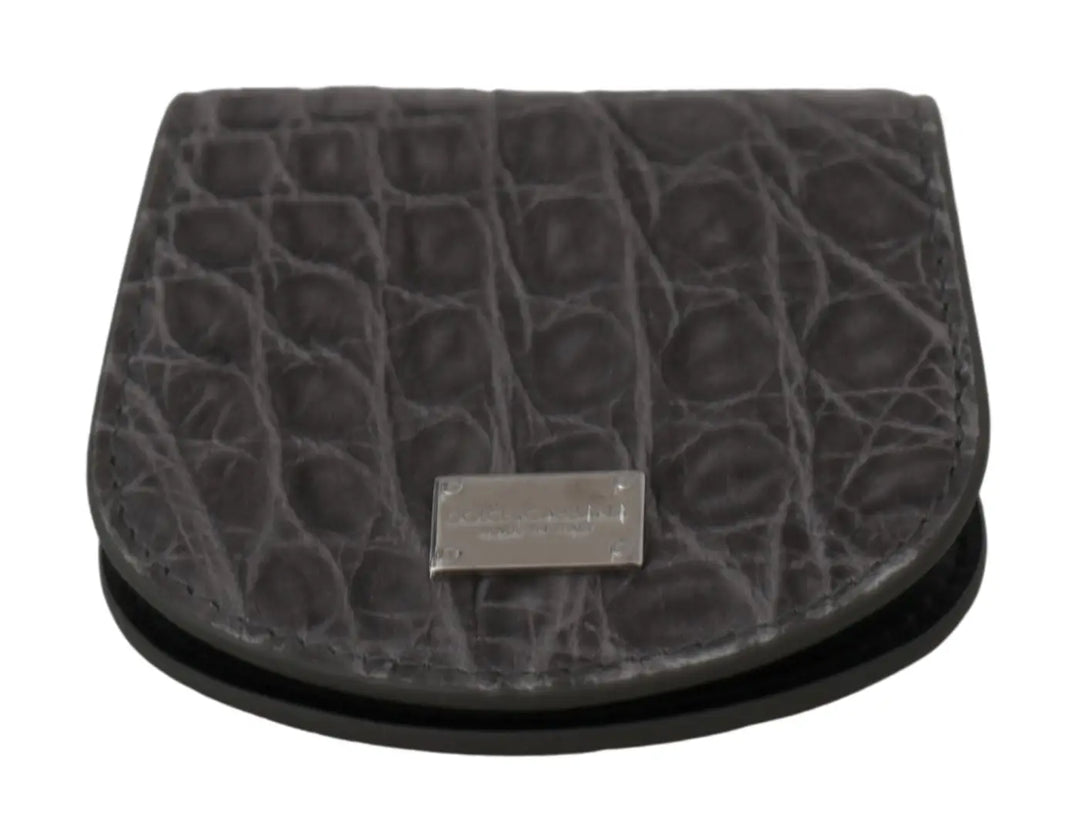 Dolce &amp; Gabbana Gray Exotic Skin Condom Case Holder Pocket Wallet