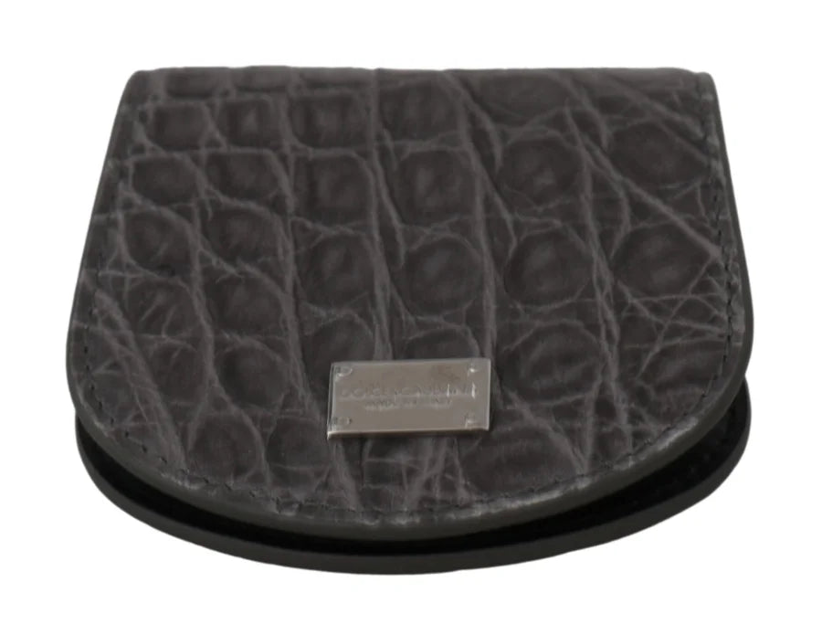 Dolce &amp; Gabbana Gray Exotic Skin Condom Case Holder Pocket Wallet