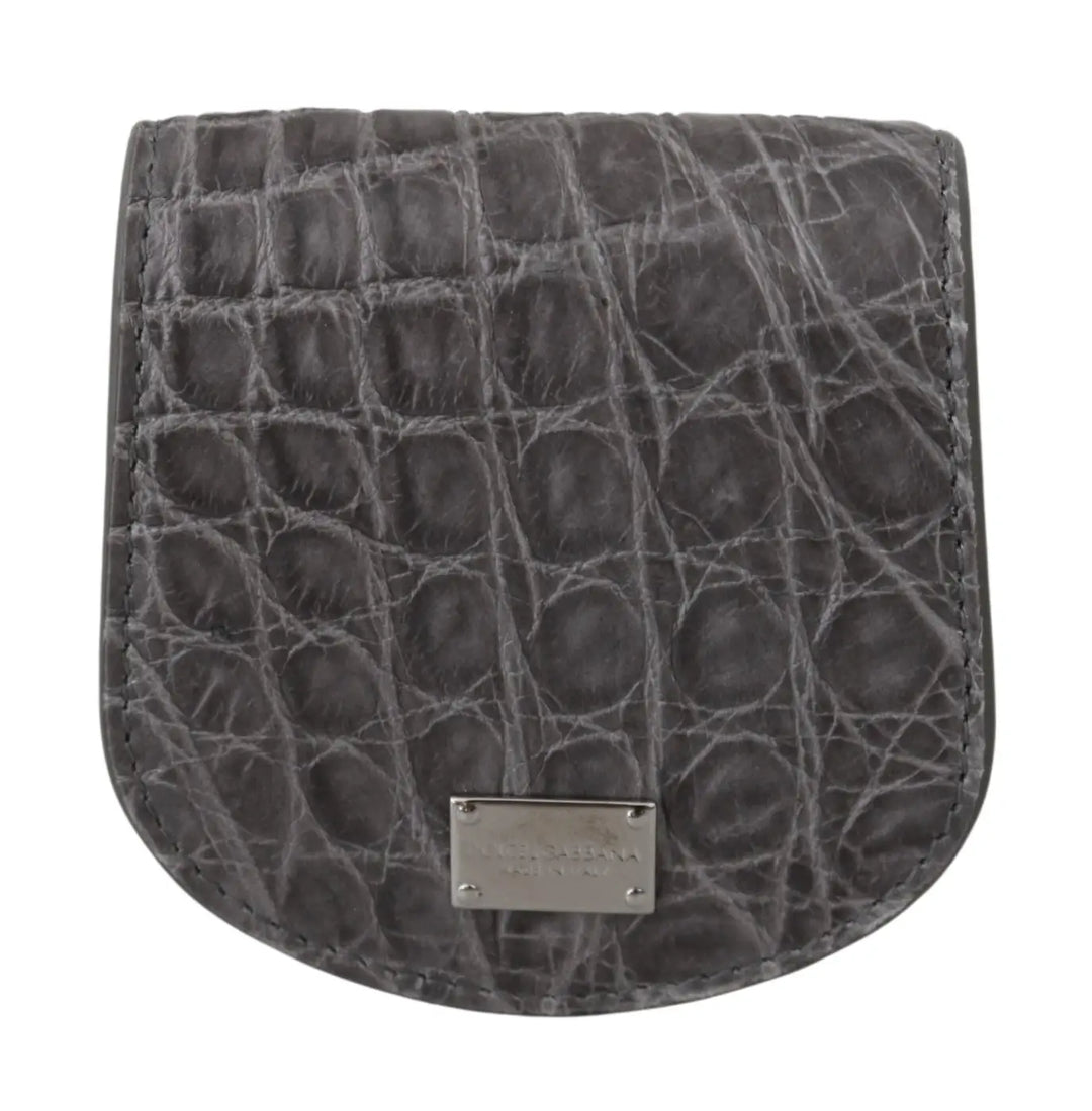Dolce &amp; Gabbana Gray Exotic Skin Condom Case Holder Pocket Wallet