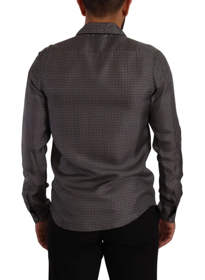 Dolce &amp; Gabbana Gray Fantasy Pattern Pajama Top Mens Shirt