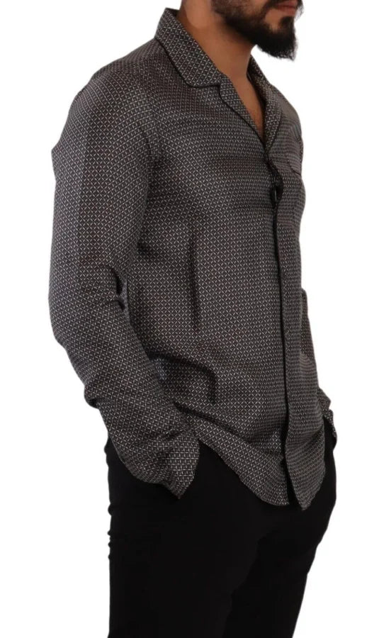 Dolce &amp; Gabbana Gray Fantasy Pattern Pajama Top Mens Shirt