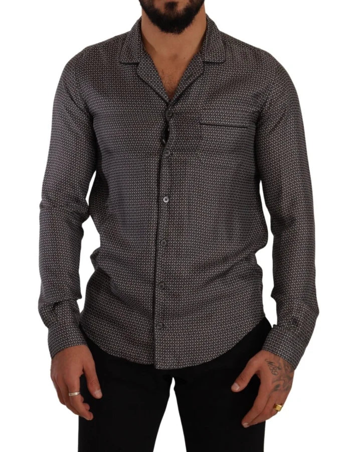 Dolce &amp; Gabbana Gray Fantasy Pattern Pajama Top Mens Shirt