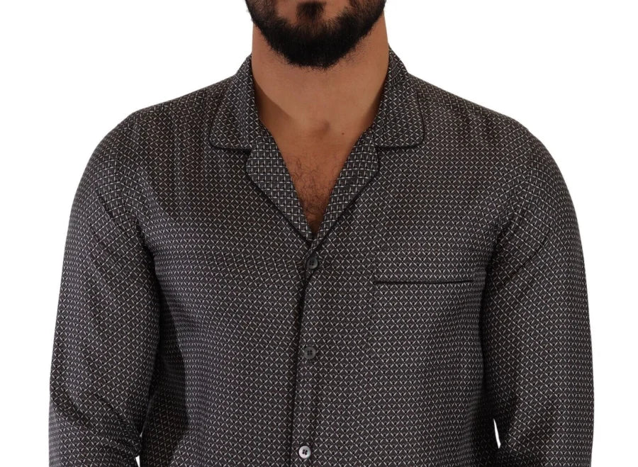 Dolce &amp; Gabbana Gray Fantasy Pattern Pajama Top Mens Shirt