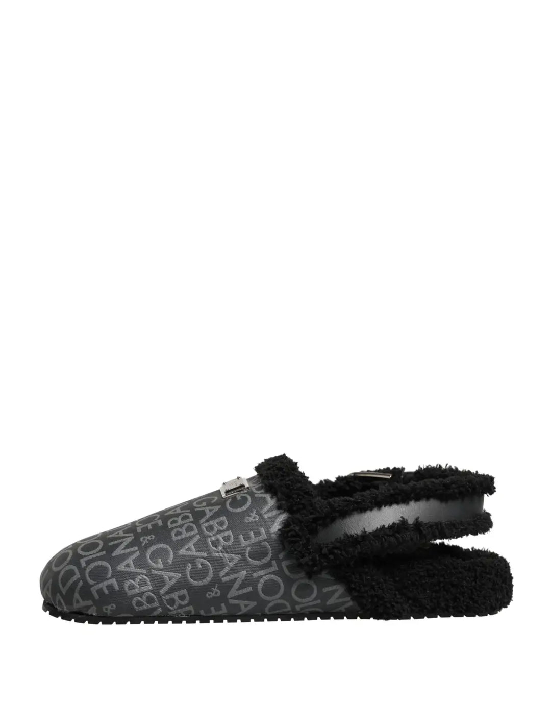Dolce &amp; Gabbana Gray Faux Fur Jacquard Mules Sandals Shoes