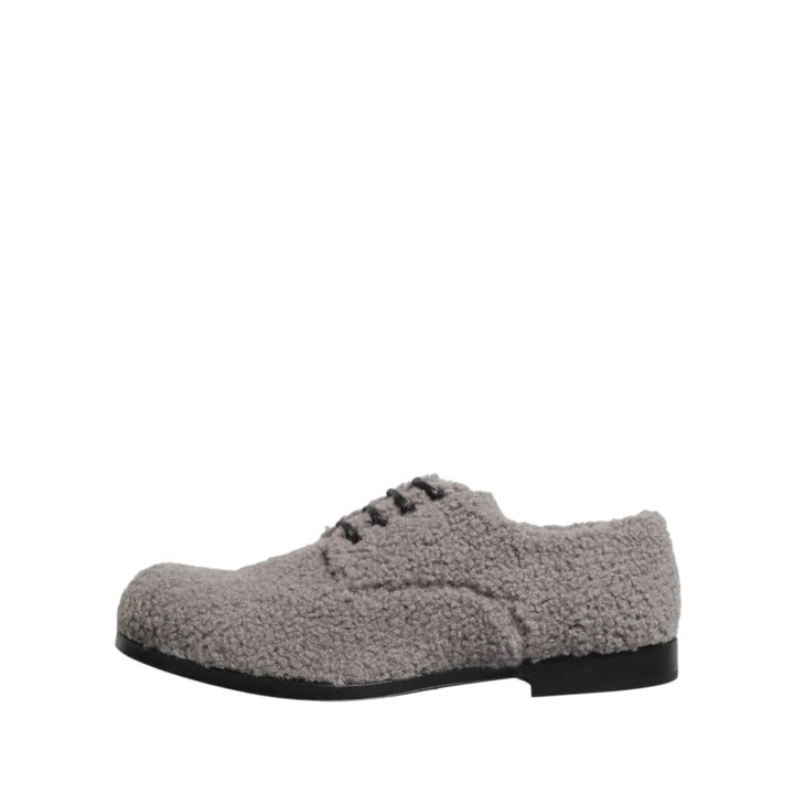 Dolce &amp; Gabbana Gray Fleece Lace Up Men Derby Dress Shoes