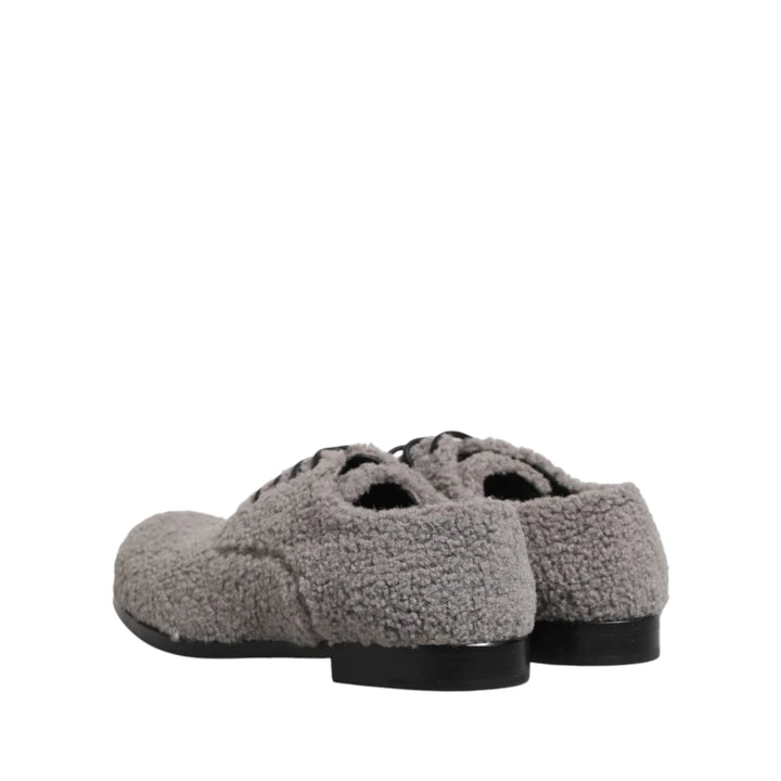 Dolce &amp; Gabbana Gray Fleece Lace Up Men Derby Dress Shoes