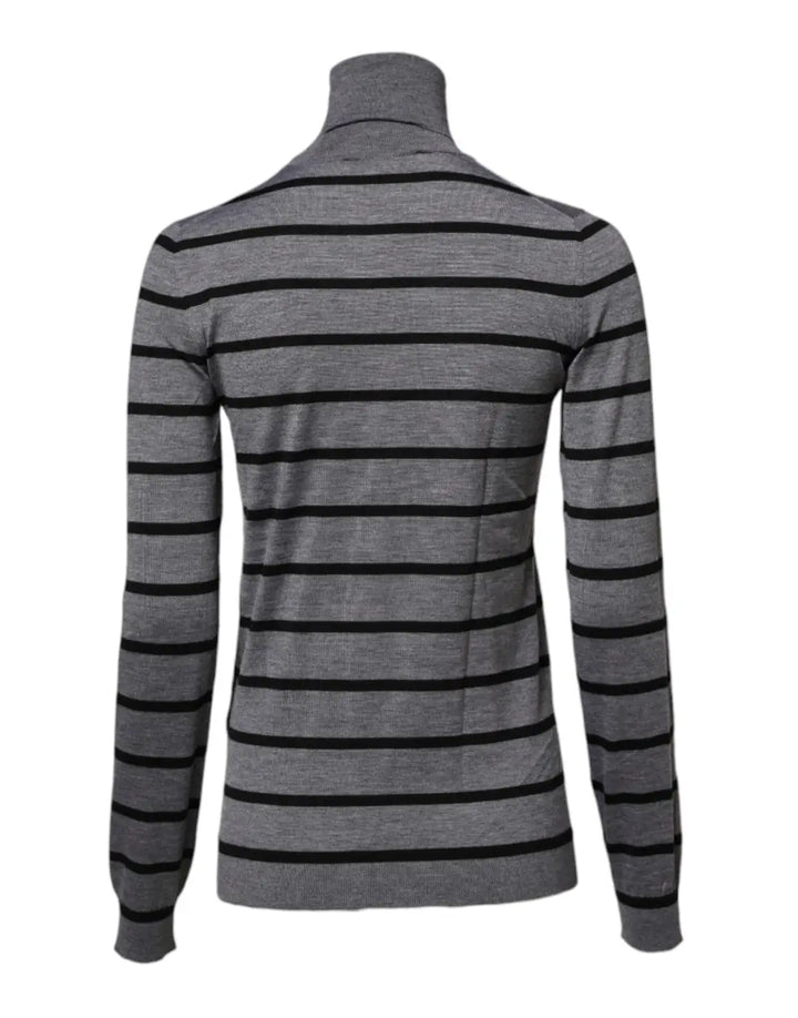 Dolce &amp; Gabbana Gray Floral Embroidery Pullover Sweater