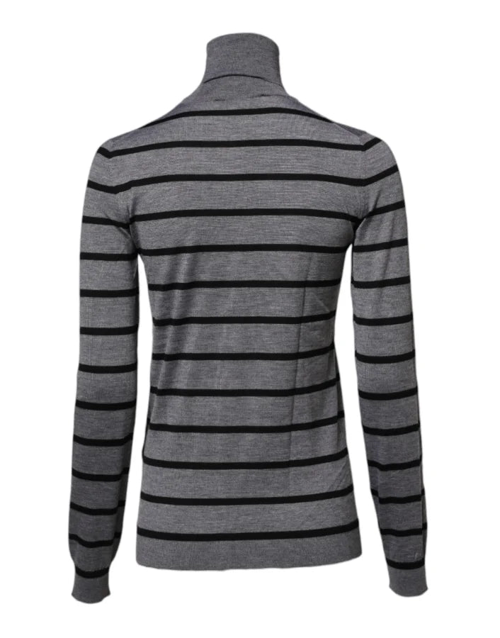 Dolce &amp; Gabbana Gray Floral Embroidery Pullover Sweater