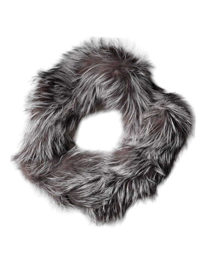 Dolce &amp; Gabbana Gray Fox Fur Neck Wrap Warmer Winter Scarf