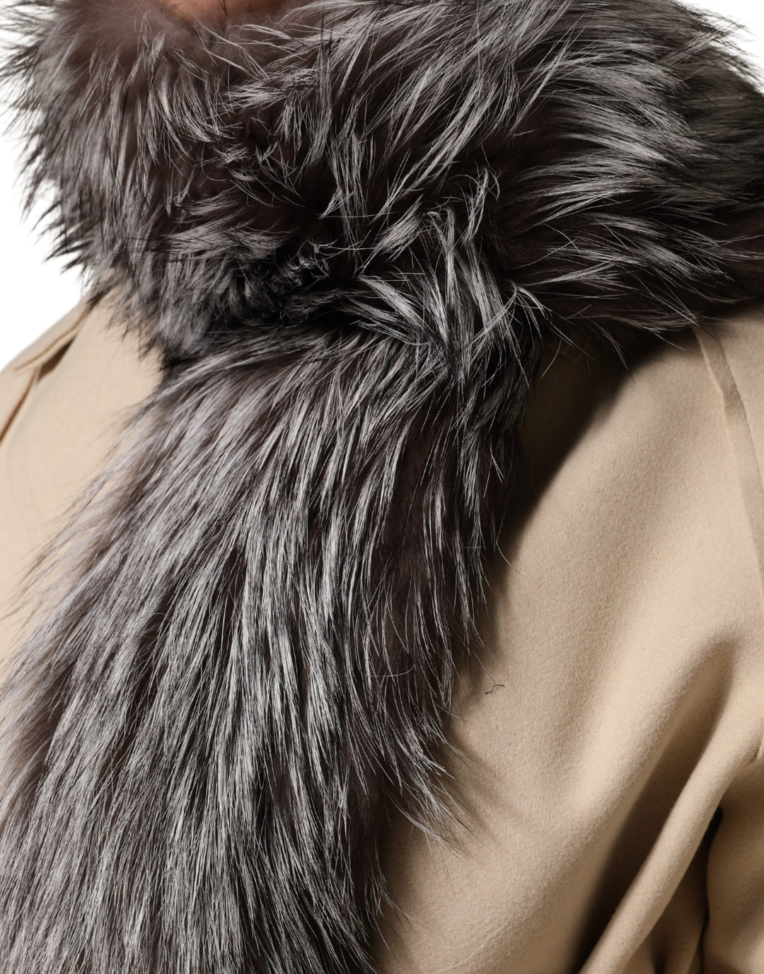 Dolce &amp; Gabbana Gray Fox Fur Neck Wrap Warmer Winter Scarf