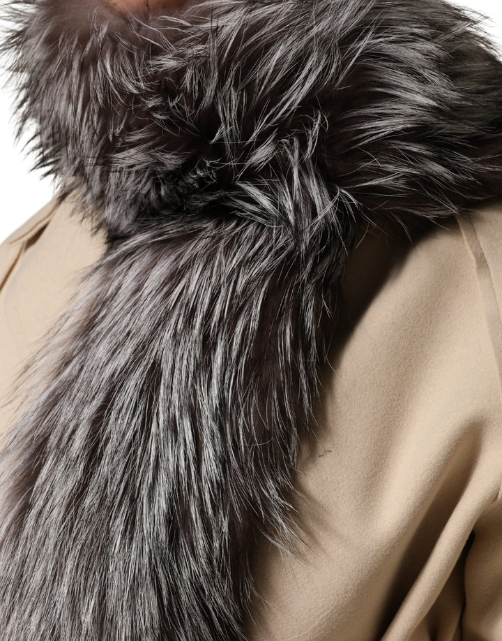 Dolce &amp; Gabbana Gray Fox Fur Neck Wrap Warmer Winter Scarf