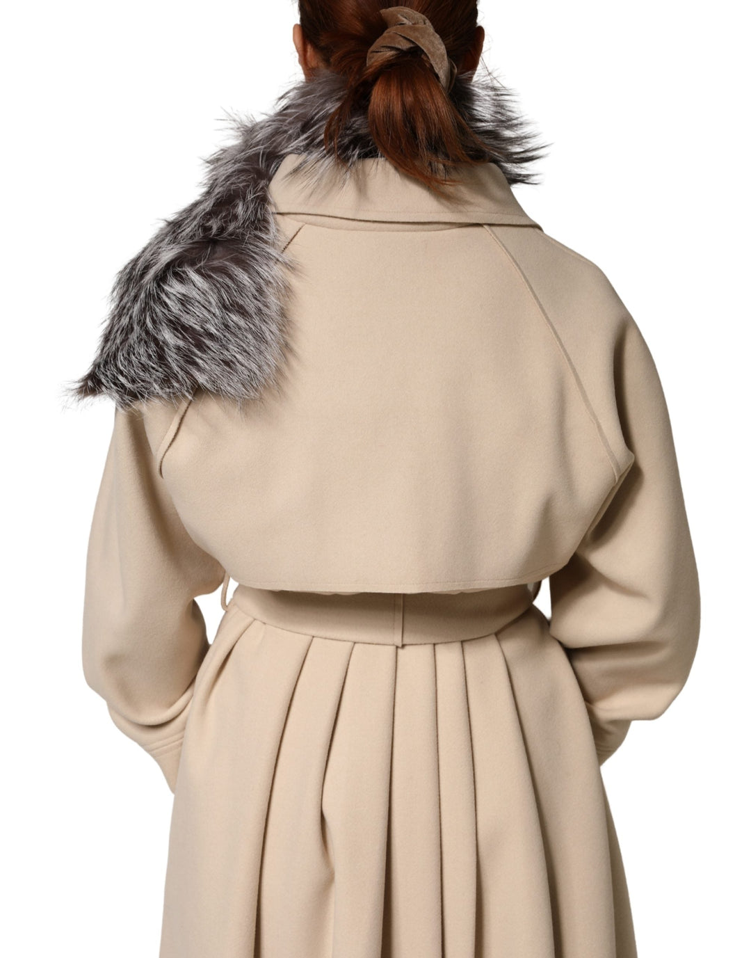 Dolce &amp; Gabbana Gray Fox Fur Neck Wrap Warmer Winter Scarf