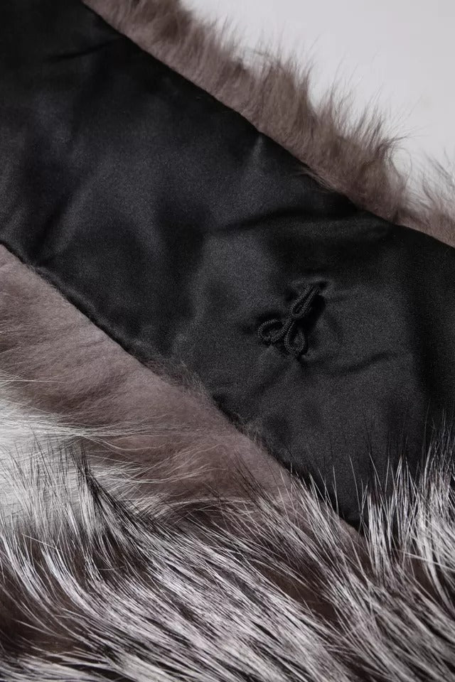 Dolce &amp; Gabbana Gray Fox Fur Neck Wrap Warmer Winter Scarf