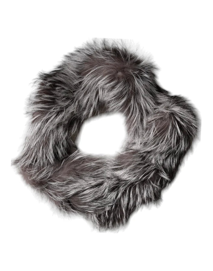 Dolce &amp; Gabbana Gray Fox Fur Neck Wrap Warmer Winter Scarf