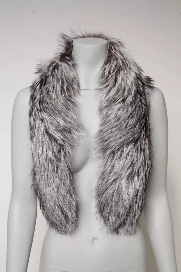 Dolce &amp; Gabbana Gray Fox Fur Neck Wrap Warmer Winter Scarf