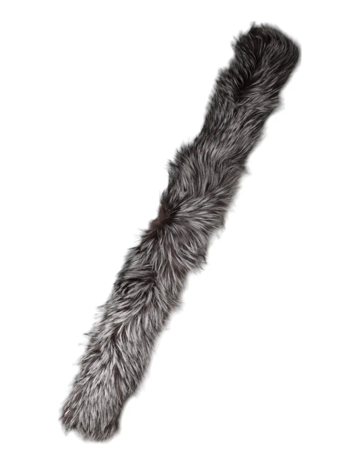 Dolce &amp; Gabbana Gray Fox Fur Neck Wrap Warmer Winter Scarf