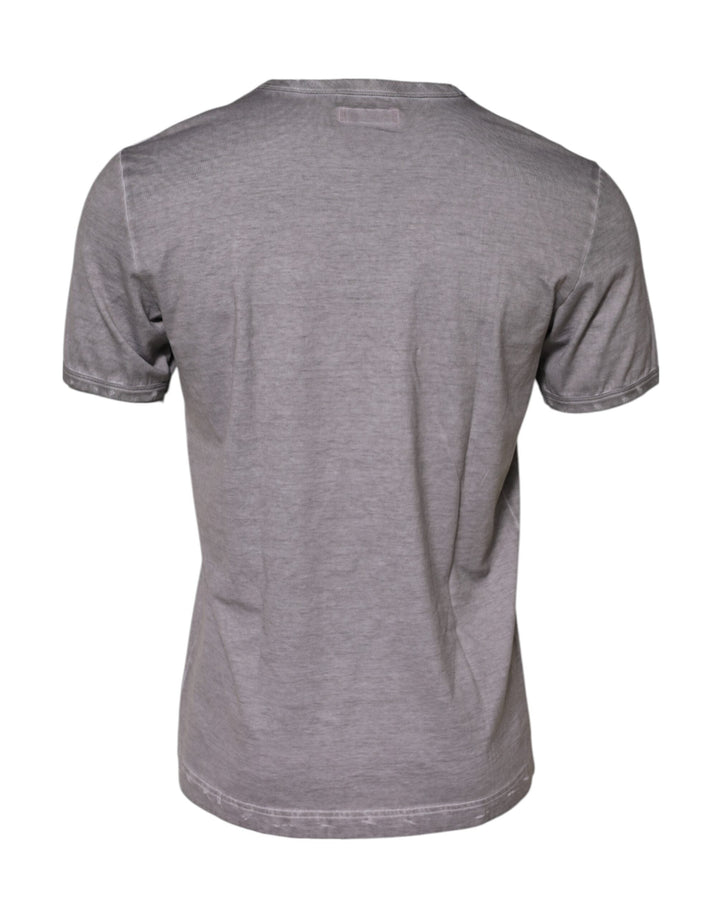 Dolce &amp; Gabbana Gray Graphic Print Cotton Crew Neck T-shirt