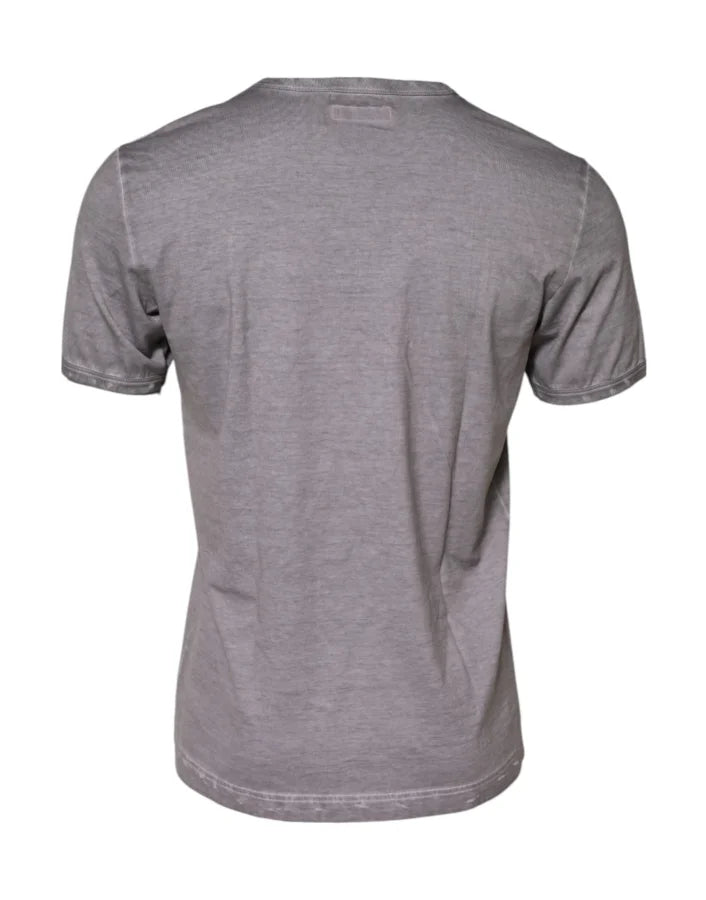 Dolce &amp; Gabbana Gray Graphic Print Cotton Crew Neck T-shirt