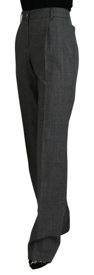 Dolce &amp; Gabbana Gray High Waist Women Wool Pants