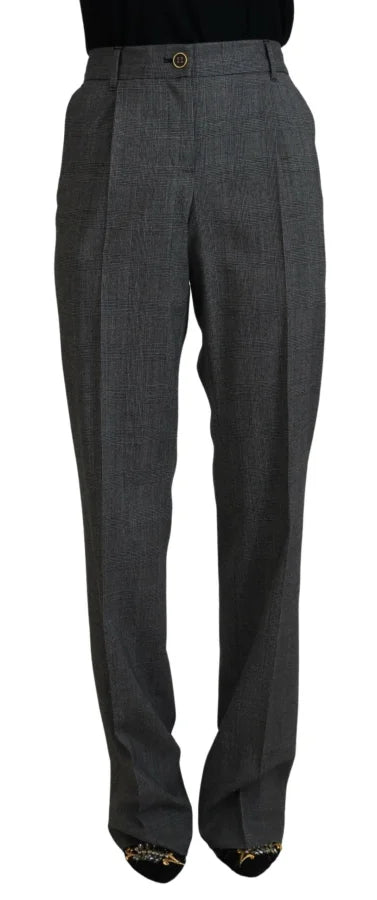 Dolce &amp; Gabbana Gray High Waist Women Wool Pants