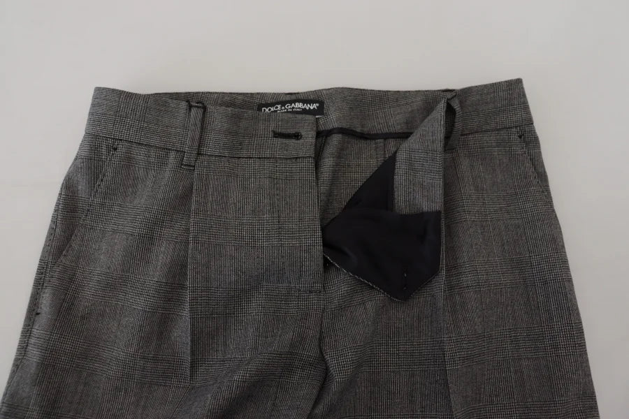 Dolce &amp; Gabbana Gray High Waist Women Wool Pants