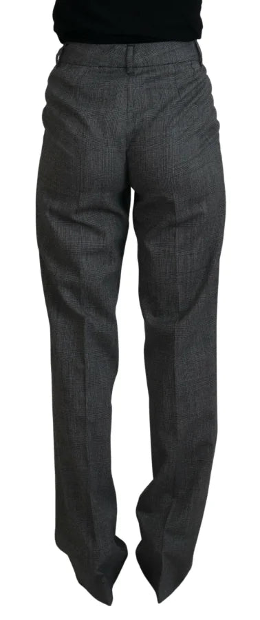 Dolce &amp; Gabbana Gray High Waist Women Wool Pants