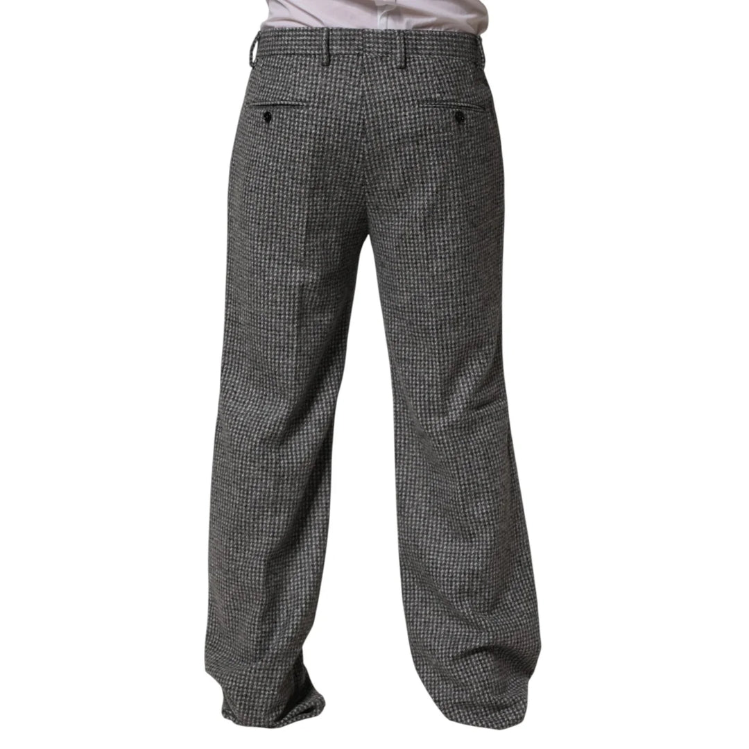 Dolce &amp; Gabbana Gray Houndstooth Straight Dress Trouser Pants