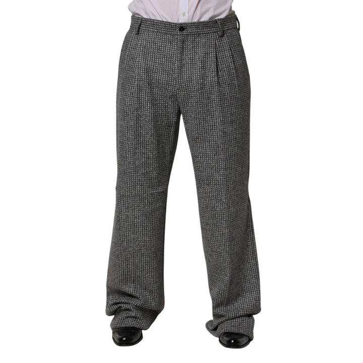 Dolce &amp; Gabbana Gray Houndstooth Straight Dress Trouser Pants