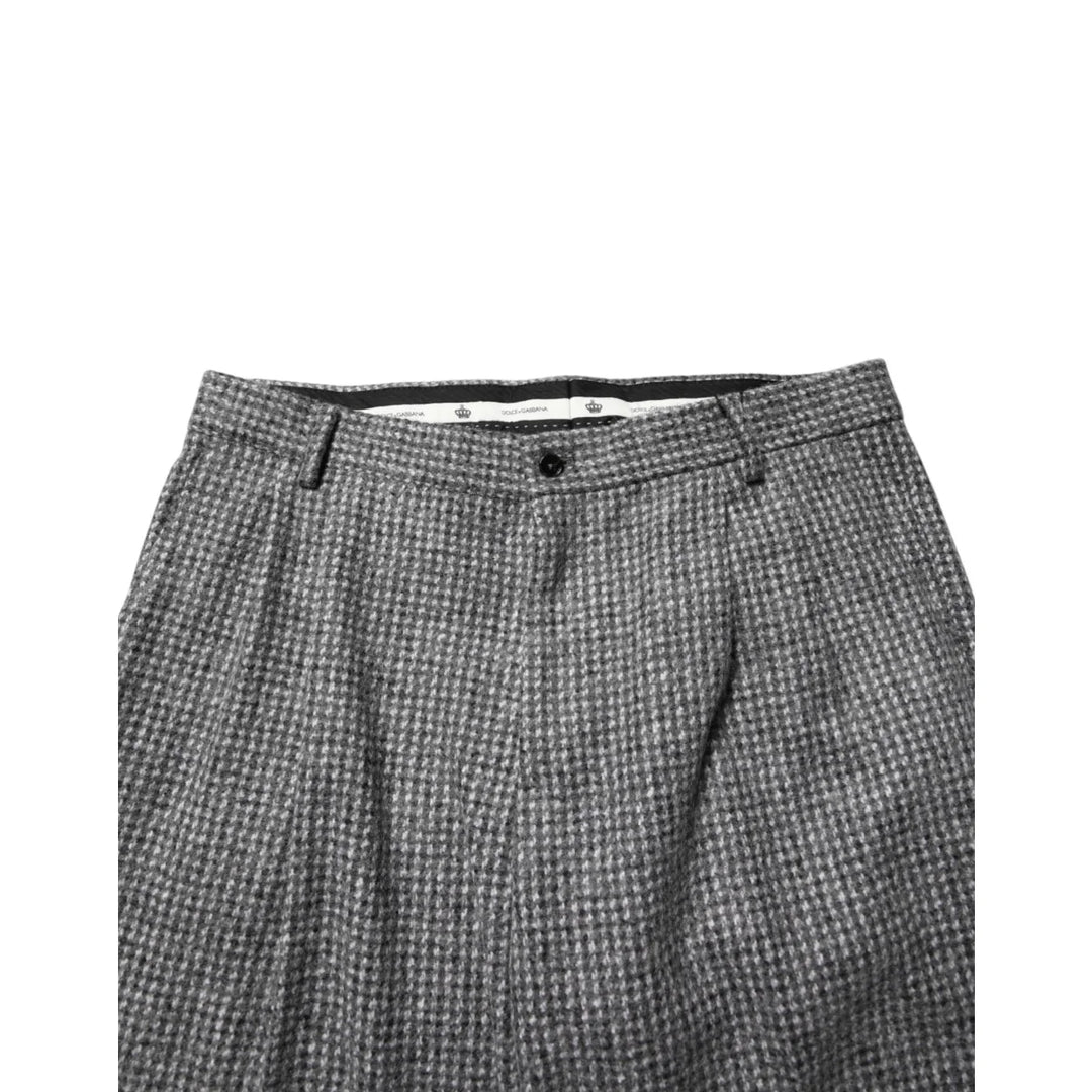 Dolce &amp; Gabbana Gray Houndstooth Straight Dress Trouser Pants