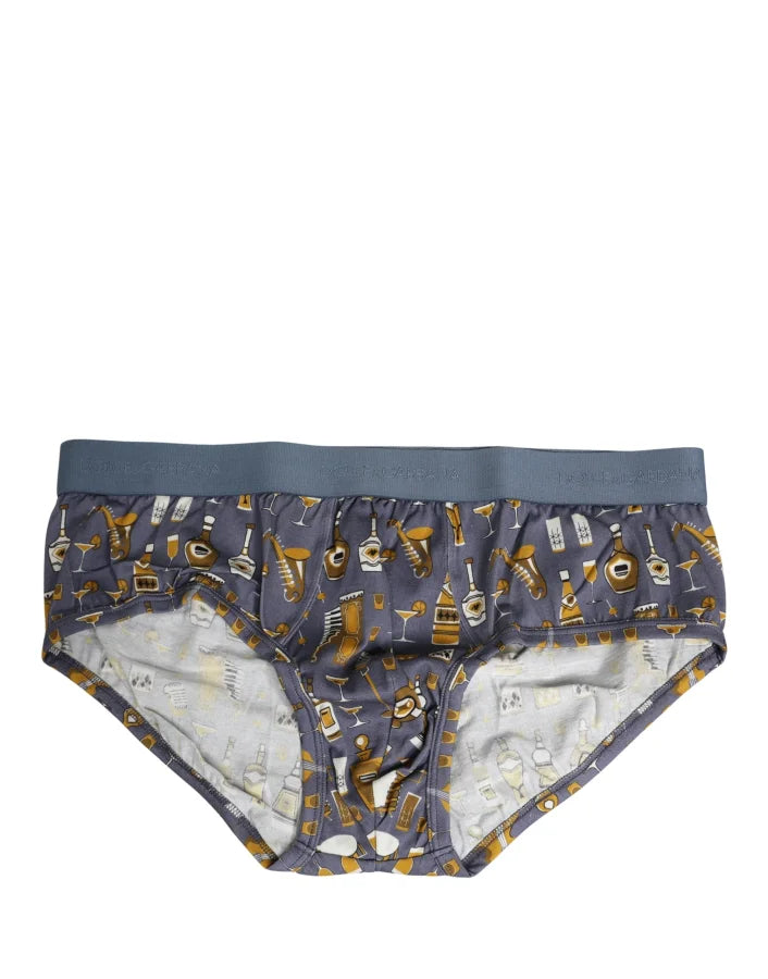 Dolce &amp; Gabbana Gray Jazz Cocktail Men Brando Brief Underwear