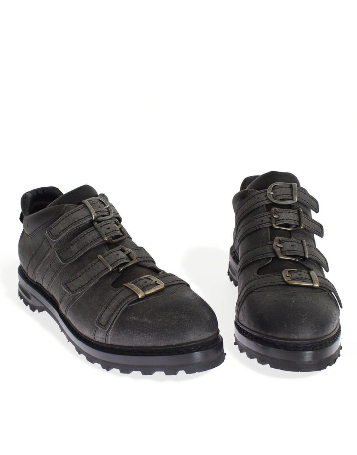 Dolce &amp; Gabbana Gray Leather Ankle Strap Shoes Boots