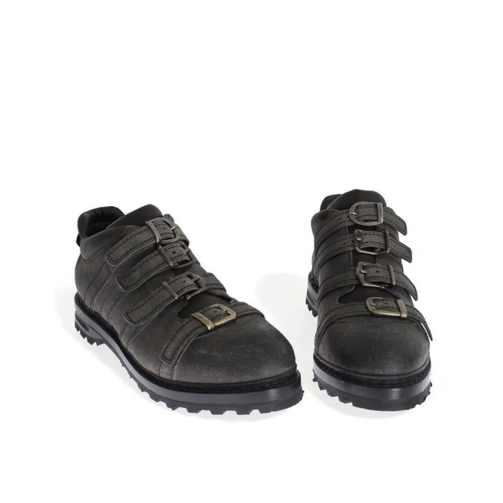 Dolce & Gabbana Gray Leather Ankle Strap Shoes Boots