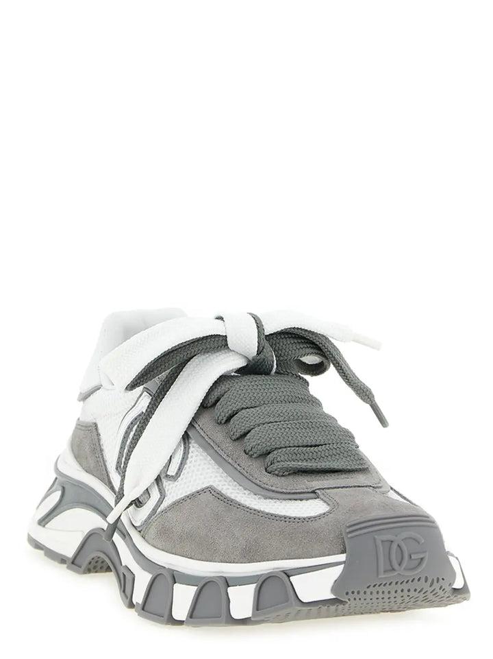 Dolce &amp; Gabbana Gray Leather Athletic Sneakers