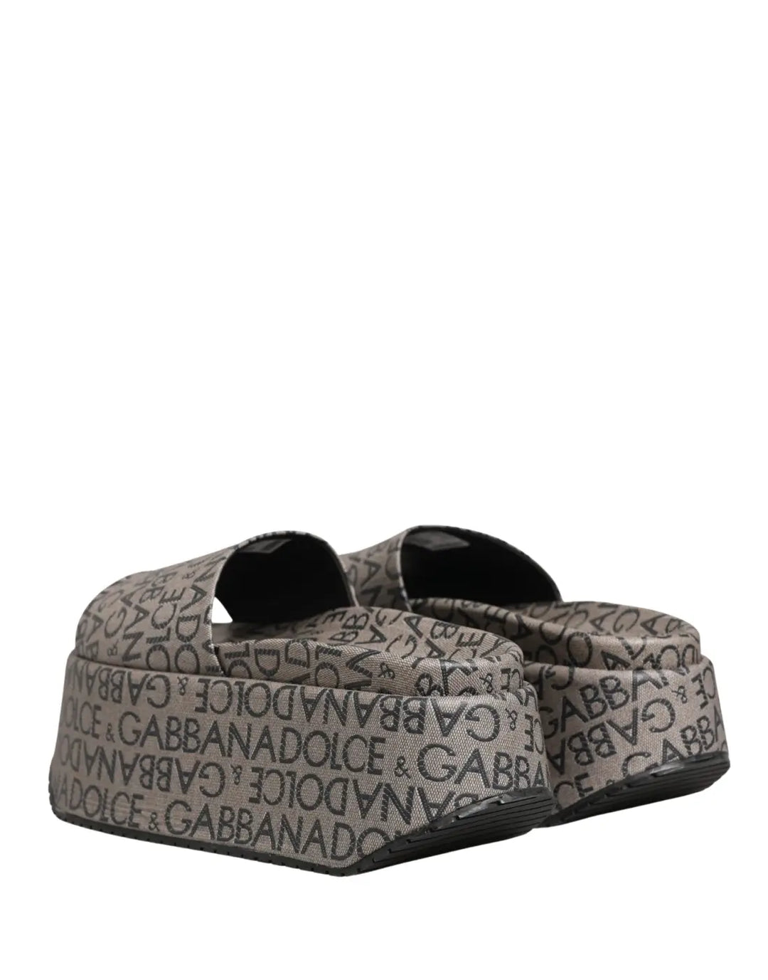Dolce &amp; Gabbana Gray Leather Monogram Logo Sandals Shoes