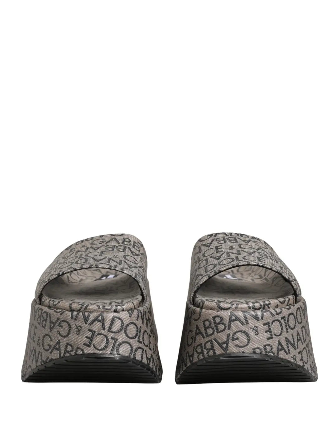 Dolce &amp; Gabbana Gray Leather Monogram Logo Sandals Shoes