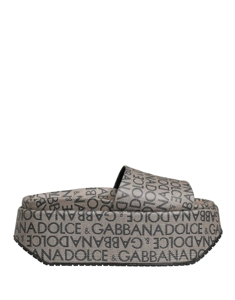 Dolce & Gabbana Gray Leather Monogram Logo Sandals Shoes